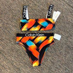 Calvin Klein X Fit Infinite stretch  2 piece piece bathing suit size small NWT